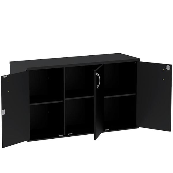 Imagem de Armário Baixo Credenza PE25 Pandin 121,50 cm (largura) em MDP Cor Liso Preto com Três Portas