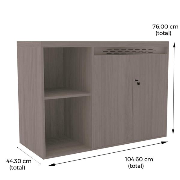 Imagem de Armário Baixo Credenza PE50 Pandin 104,60 cm (largura) em MDP Cor Noce Naturalle com Dois Nichos