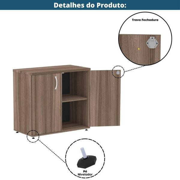 Armário Baixo P25 Pandin 80 cm (largura) em MDP Cor Walnut com 2