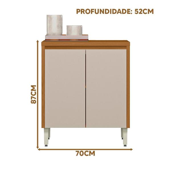 Imagem de Armário Balcão Multiuso 2 Portas Com Tampo 70 cm Nature Off White Michel Shop JM