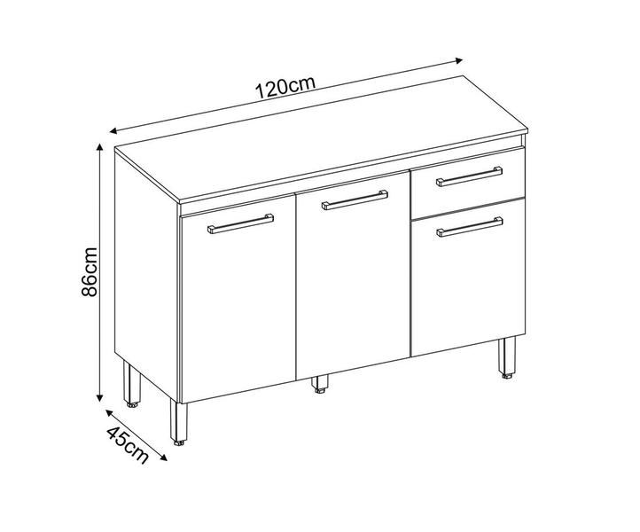 Imagem de Armário Bancada de Cozinha Dama 120cm Amendola/Branco C/ Tampo - Demobile