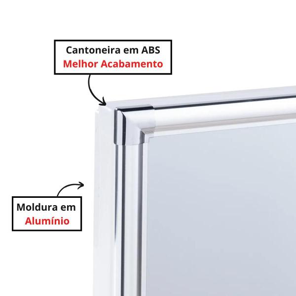 Imagem de Armário Banheiro Espelheira Sobrepor Branco  Com Perfil de Alumínio  36x10x45cm  01 Porta  Astra