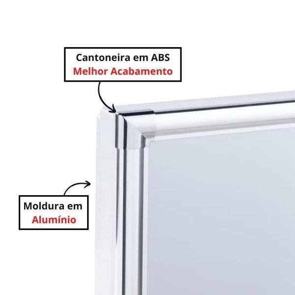 Imagem de Armário Banheiro Espelheira Sobrepor Branco Perfil Alumínio