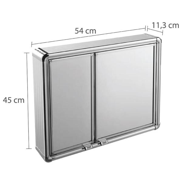 Imagem de Armário Banheiro Espelheira Sobrepor  Com Perfil de Alumínio  54x11,3x45cm  02 Portas  Astra