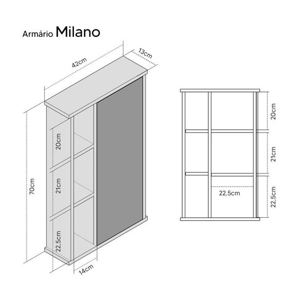 Imagem de Armário com Espelho para Banheiro Milano Carvalho e Azul Marinho