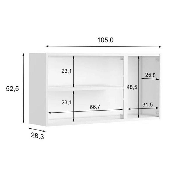 Imagem de Armário Cozinha Bertolini Colors 6010 3Pts Branco/Vermelho