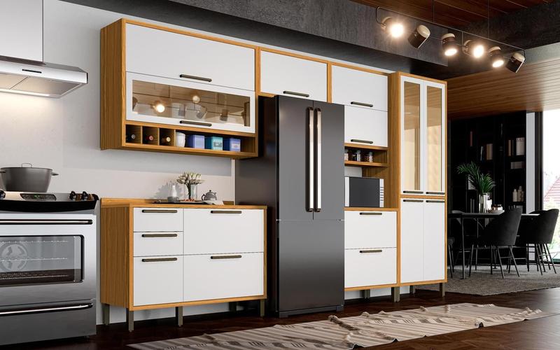 Armário Cozinha Completa Peças 100% MDF Syrah Armário de