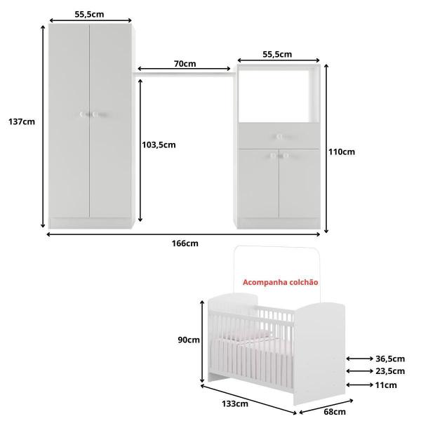 Imagem de Armário Cozinha/Sala Estar/Quarto Bebê Kit Casa Completa 3 ambientes Multimóveis CR60002