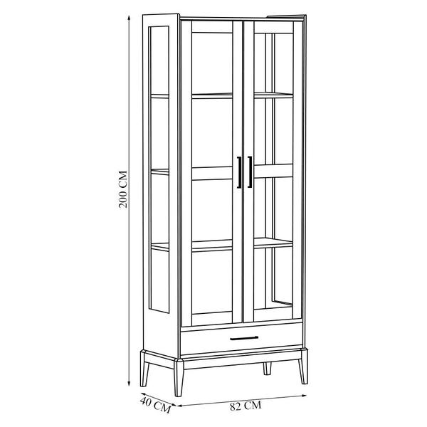 Imagem de Armário Cristaleira Decorativa Armie Madeira/Vidro 02 Portas G74 Off White/Freijó - Gran Belo