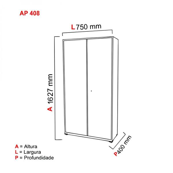 Imagem de Armário de Aço 2 Portas 3 Prateleiras AP408SL