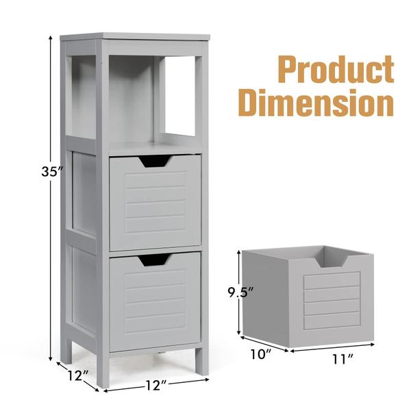 Imagem de Armário de armazenamento COSTWAY Freestanding com 2 gavetas (cinza)