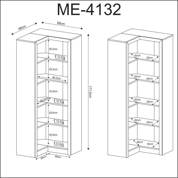 Imagem de Armário de Canto Aberto ME4132 Amêndoa Tecnomobili