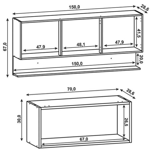 Imagem de Armário de Cozinha 150cm com Aéreo 70cm Lina K02 Supremo/Freijó - Mpozenato