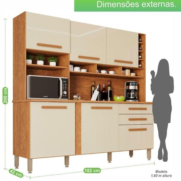 Imagem de Armário De Cozinha 6 Portas 2 Gavetas Alexia Top Imop Móveis Cinamomo Com Off White