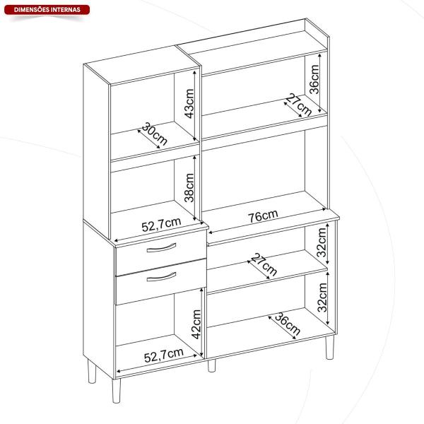Imagem de Armario De Cozinha 6 Portas 2 Gavetas Harmonia