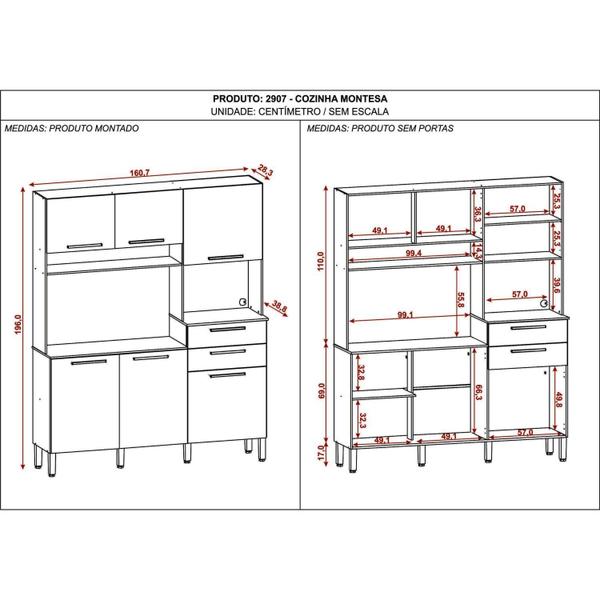 Imagem de Armário de Cozinha 6 Portas 2 Gavetas Montesa Kits Paraná