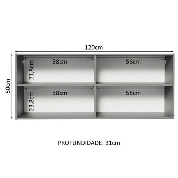 Imagem de Armário de Cozinha Aéreo 120 x 50 cm 2 Portas Cinza Nice Madesa