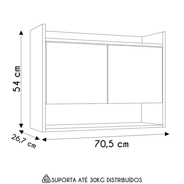 Imagem de Armário de Cozinha Aéreo 71cm 2 Portas 1 Nicho Ceci M24 Preto - Mpozenato