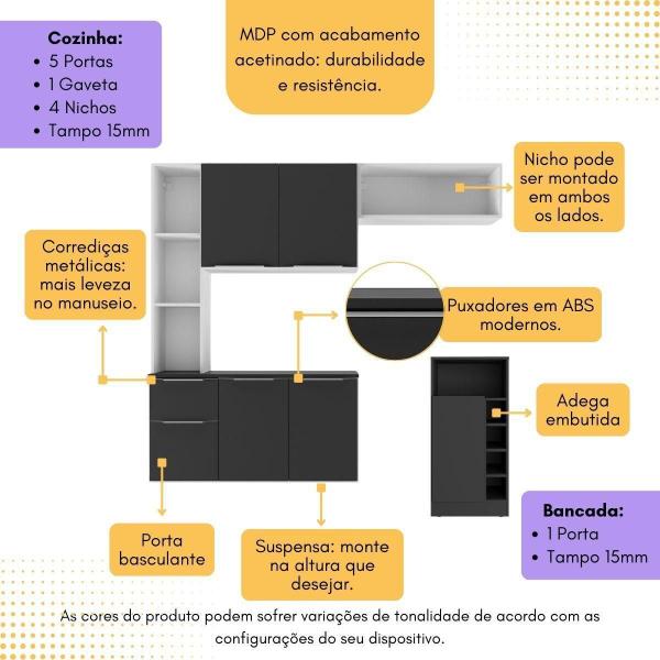 Imagem de Armário de Cozinha com Bancada Americana/Mesa Gourmet Sofia Multimóveis MP2195