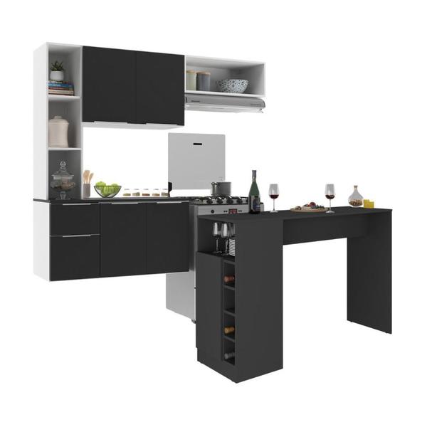 Armário de Cozinha com Bancada Americana/Mesa Gourmet Sofia Multimóveis MP2195 Armário de Cozinha com Bancada Americana/Mesa Gourmet Sofia Multimóveis MP2195