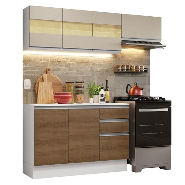 Imagem de Armário de Cozinha Compacta 100% MDF 180cm Branco/Rustic/Crema Smart Madesa 03