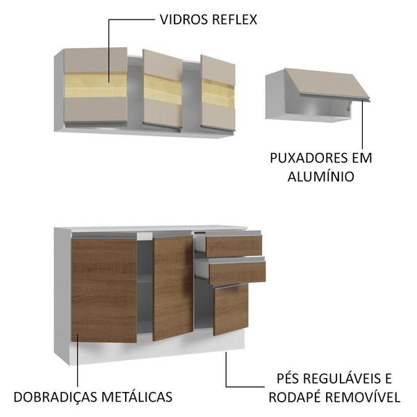 Imagem de Armário de Cozinha Compacta 100% MDF 180cm Branco/Rustic/Crema Smart Madesa 03