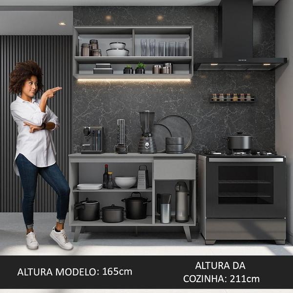 Imagem de Armário de Cozinha Compacta 120cm Cinza Nice Madesa 01