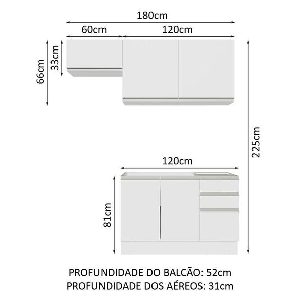 Imagem de Armário de Cozinha Compacta 180cm Branco Glamy Madesa 09