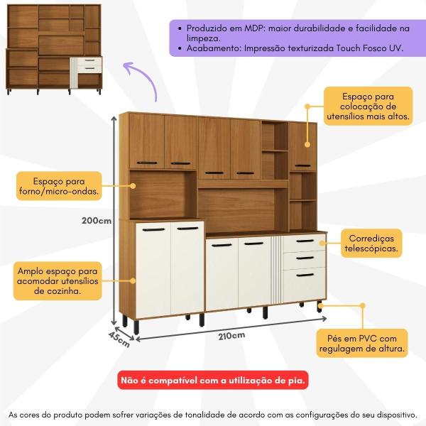 Imagem de Armário de Cozinha Compacta 210cm com 10 Portas e 2 Gavetas Multimóveis CR20288