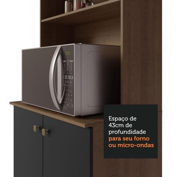 Imagem de Armário de Cozinha Compacta 235cm Rustic/Preto Gourmet Madesa 01