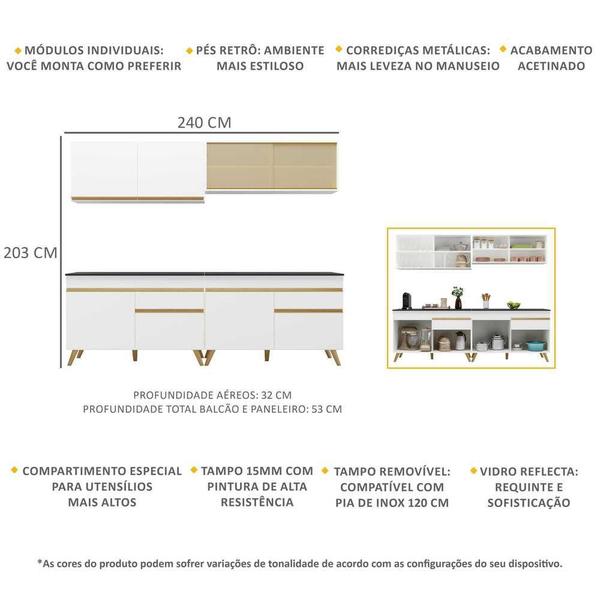 Imagem de Armário de Cozinha Compacta 240cm Veneza Multimóveis V3696