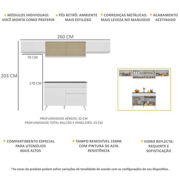 Imagem de Armário de Cozinha Compacta 260cm Veneza Multimóveis V3698