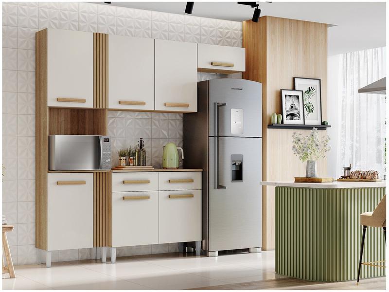 Armário de Cozinha Compacta Aramóveis Juma com Balcão 7 Portas 2 Gavetas Armário de Cozinha Compacta Aramóveis Juma com Balcão 7 Portas 2 Gavetas