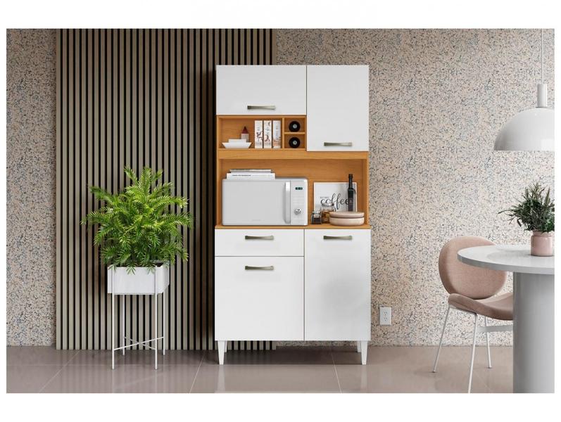 Armário de Cozinha Compacta Aramóveis Malva 4 Portas 1 Gaveta Armário de Cozinha Compacta Aramóveis Malva 4 Portas 1 Gaveta