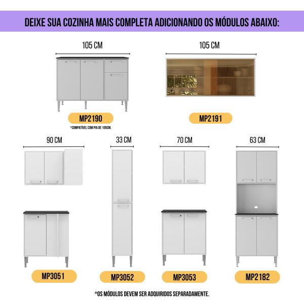 Imagem de Armário de Cozinha Compacta com Balcão Gabinete Siena Multimóveis MP2217