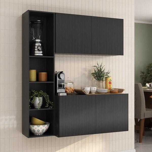 02yvm　黒　38サイズ Armário de Cozinha Compacta com Balcão Linea Fit 4 Portas
