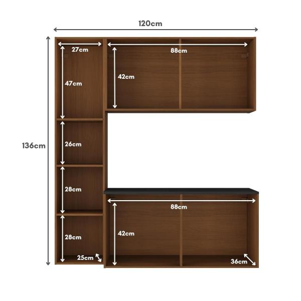 Imagem de Armário de Cozinha Compacta com Balcão Linea Fit 4 Portas Multimóveis MP2218