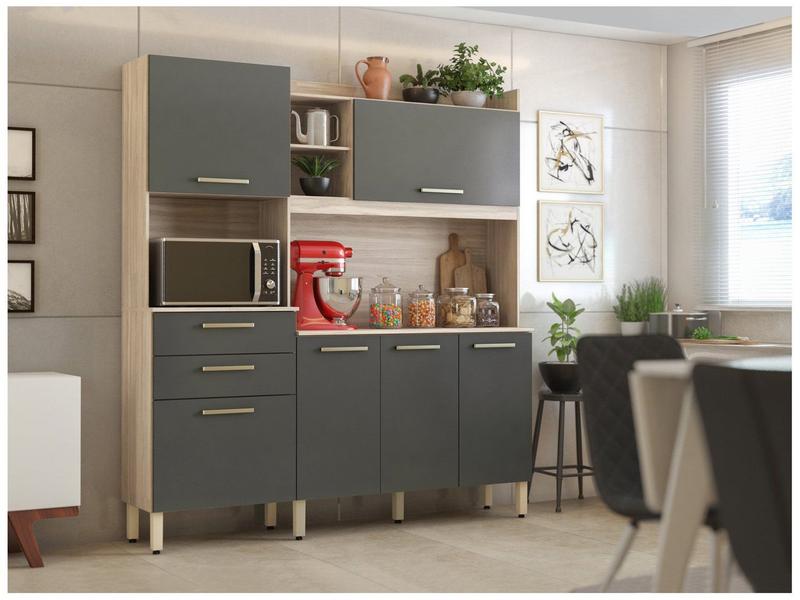 Armário de Cozinha Compacta Demóbile Select com Balcão Nicho para Micro-ondas 6 Portas 2 Gavetas Armário de Cozinha Compacta Demóbile Select com Balcão Nicho para Micro-ondas 6 Portas 2 Gavetas
