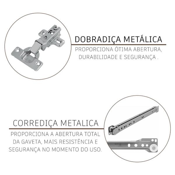 Imagem de Armário De Cozinha Compacta Fidelitá Malta 122cm 4 Portas 1 Gaveta Sem Tampo e Fundo Castani/Off-White