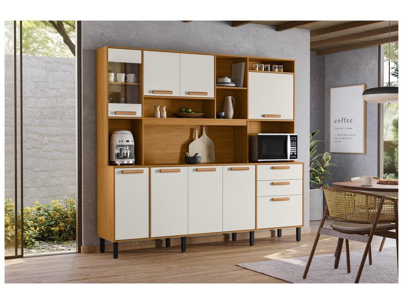Armário de Cozinha Compacta Itatiaia Napoles Com Nicho Forno e Air Fryer 8 Portas 3 Gavetas 2,20M