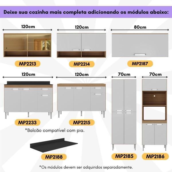 Imagem de Armário de Cozinha Compacta Modulada com Gabinete para Pia Paris Multimóveis MP2227