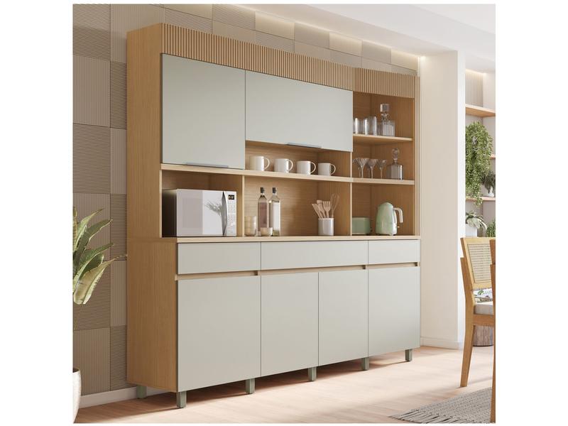 Armário de Cozinha Compacta Nesher Realeza com Balcão 100% MDF 6 Portas 3 Gavetas