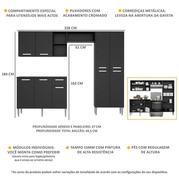 Imagem de Armário de Cozinha Compacta Pequim Up Multimóveis V2999 Preto