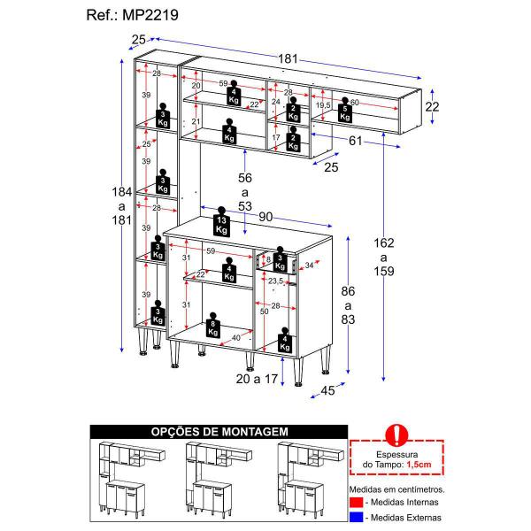 Imagem de Armário de Cozinha Compacta Smart Multimóveis MP2219