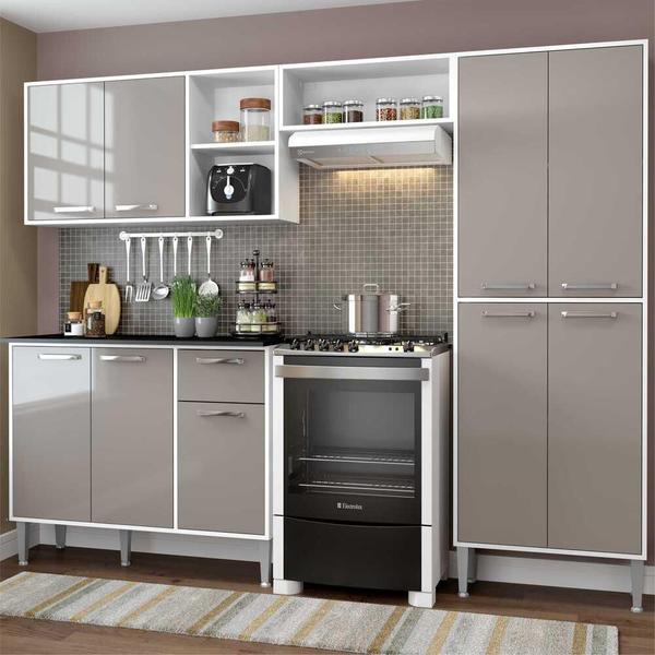 Armário de Cozinha Compacta Xangai Multimóveis VM2840 Branco/Preto Armário de Cozinha Compacta Xangai Multimóveis VM2840 Branco/Preto