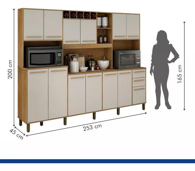 Imagem de Armário de Cozinha Compacto 12 Portas Ágata - Cinamomo/Off White