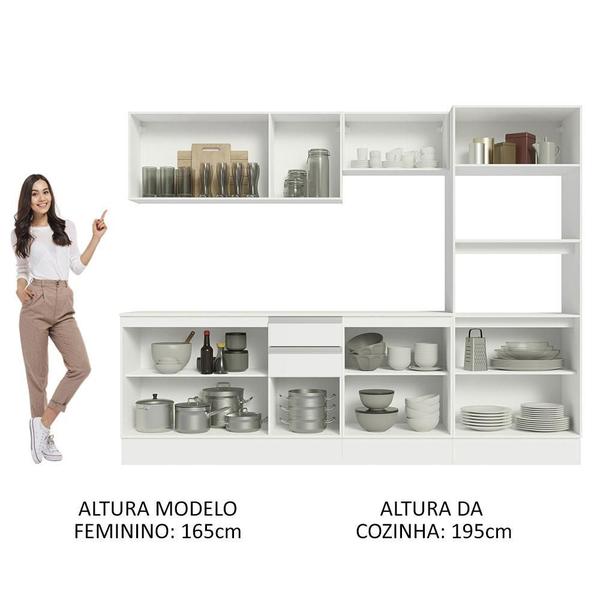 Imagem de Armário de Cozinha Completa 100% MDF 250 cm Frentes Branco Smart Madesa 02