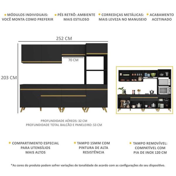 Imagem de Armário de Cozinha Completa 252cm Veneza Multimóveis V3713