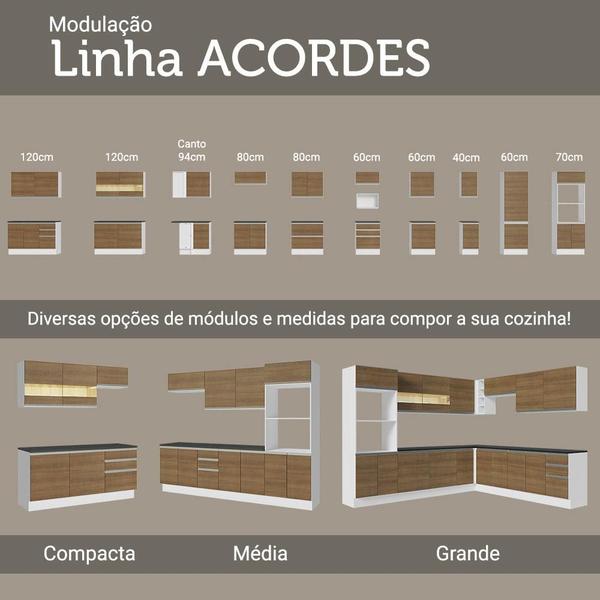 Imagem de Armário de Cozinha Completa 260cm 100% MDF Branco/Rustic Acordes Madesa 04