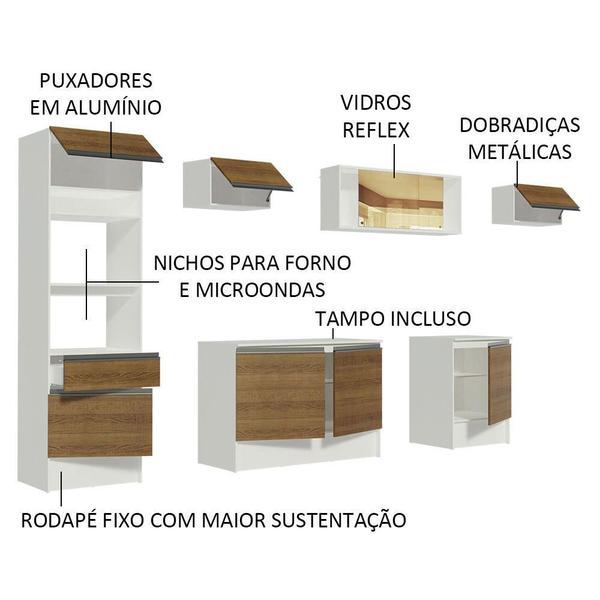 Imagem de Armário de Cozinha Completa 300cm Branco/Rustic Diamante Madesa 02